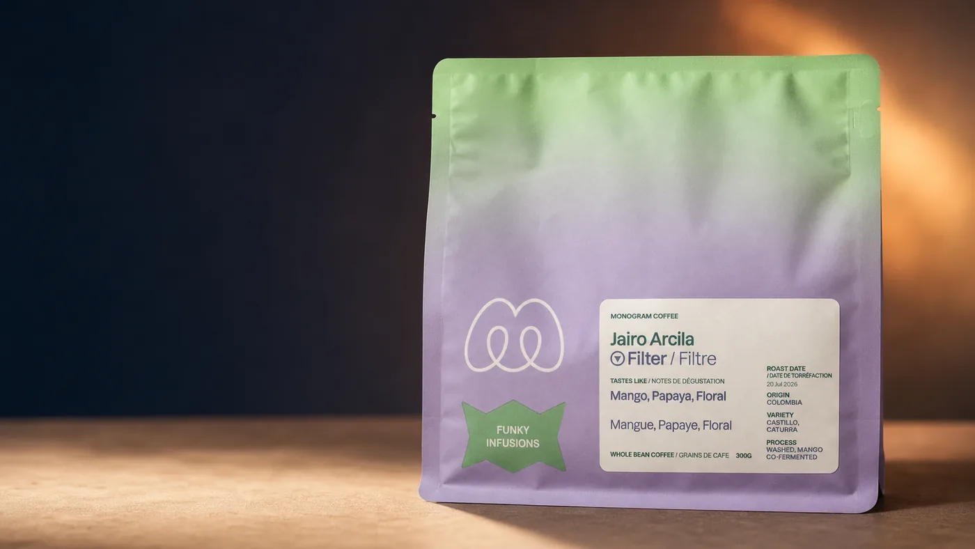 Monogram Coffee, Colombia. Jairo Arcila bag